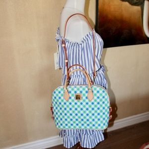 NWT $228 Large Elsie Zip Zip Plaid Domed Satchel